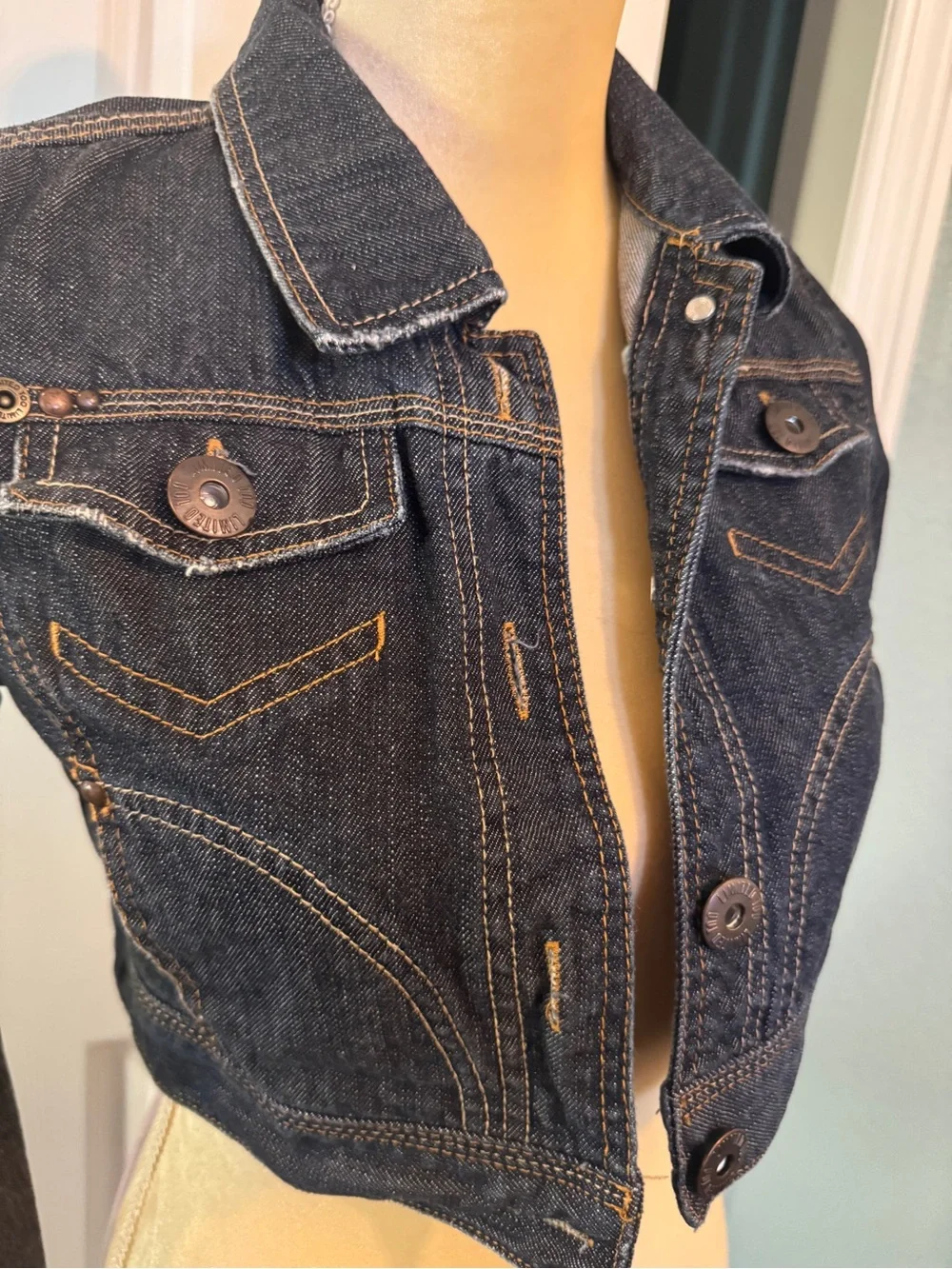 Y2K Limited Too Girls Size 12 Dark Wash Cropped Denim Jean Jacket